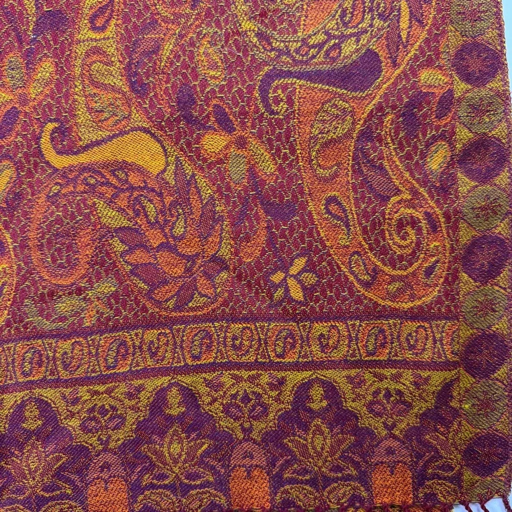 Unbranded Boho Ethnic Womens Pashmina Scarf Wrap Burgundy Paisley